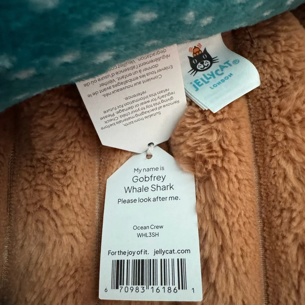 🔴 SOLD! 🔴Jellycat Gobfrey Whale Shark - Picture 5 of 7